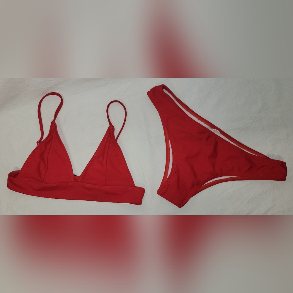 New Zaful Red Cami Padding Triangle Bikini Set